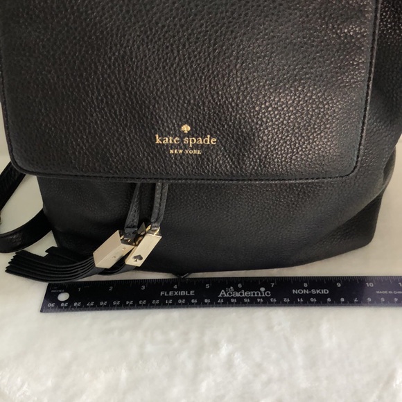 KATE SPADE New York Black Leather Backpack Purse Gold Hardware Logo Classic - Picture 15 of 16